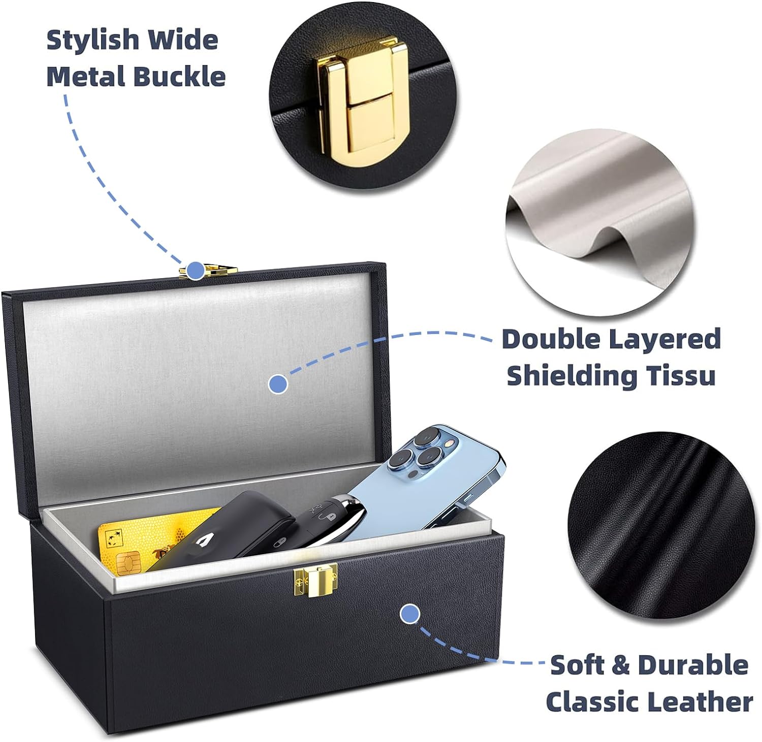 Faraday Box with Faraday Bags for Car Keys, Car Key Signal Blocking Box, Keyless Entry Car Key Safe Protector Anti-Theft Shielding Cage