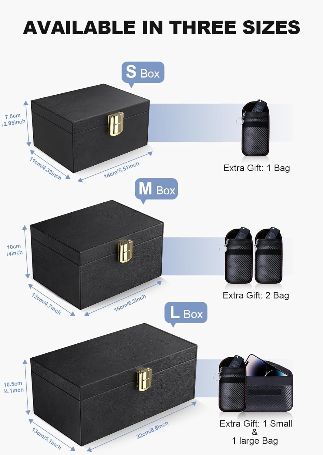 Faraday Box with Faraday Bags for Car Keys, Car Key Signal Blocking Box, Keyless Entry Car Key Safe Protector Anti-Theft Shielding Cage (Small)